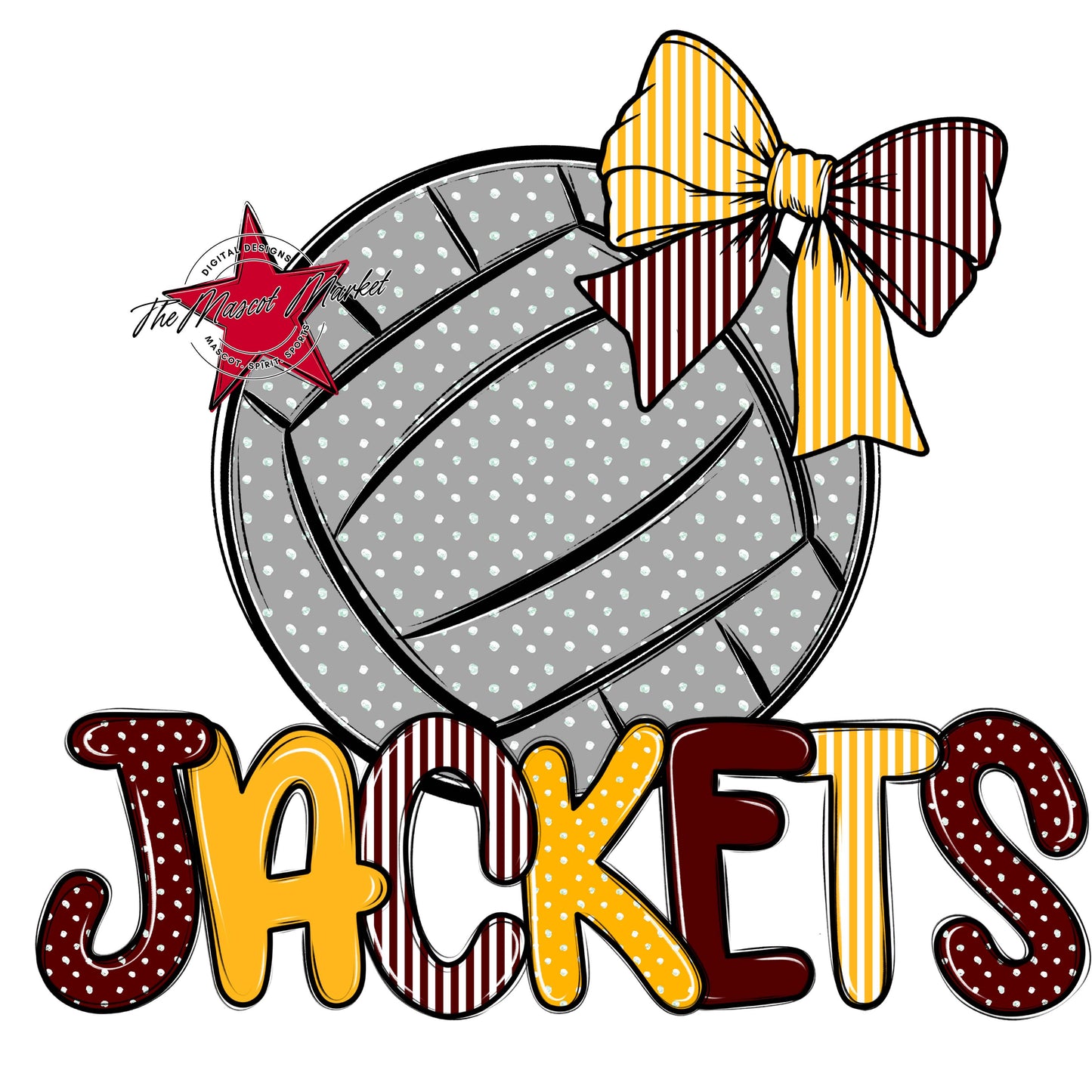 Jackets Volleyball Spirit Design-Maroon & Yellow