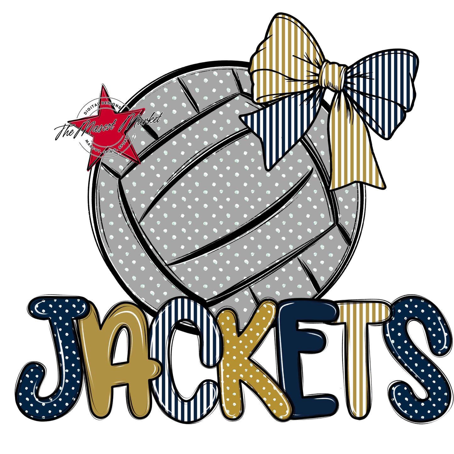 Jackets Volleyball Spirit Design-Navy & Gold