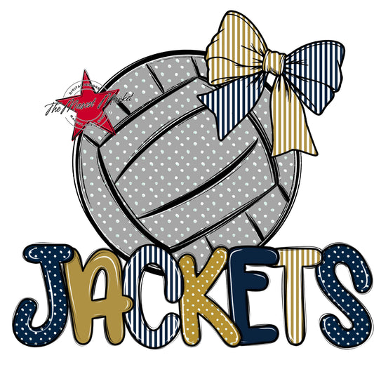 Jackets Volleyball Spirit Design-Navy & Gold