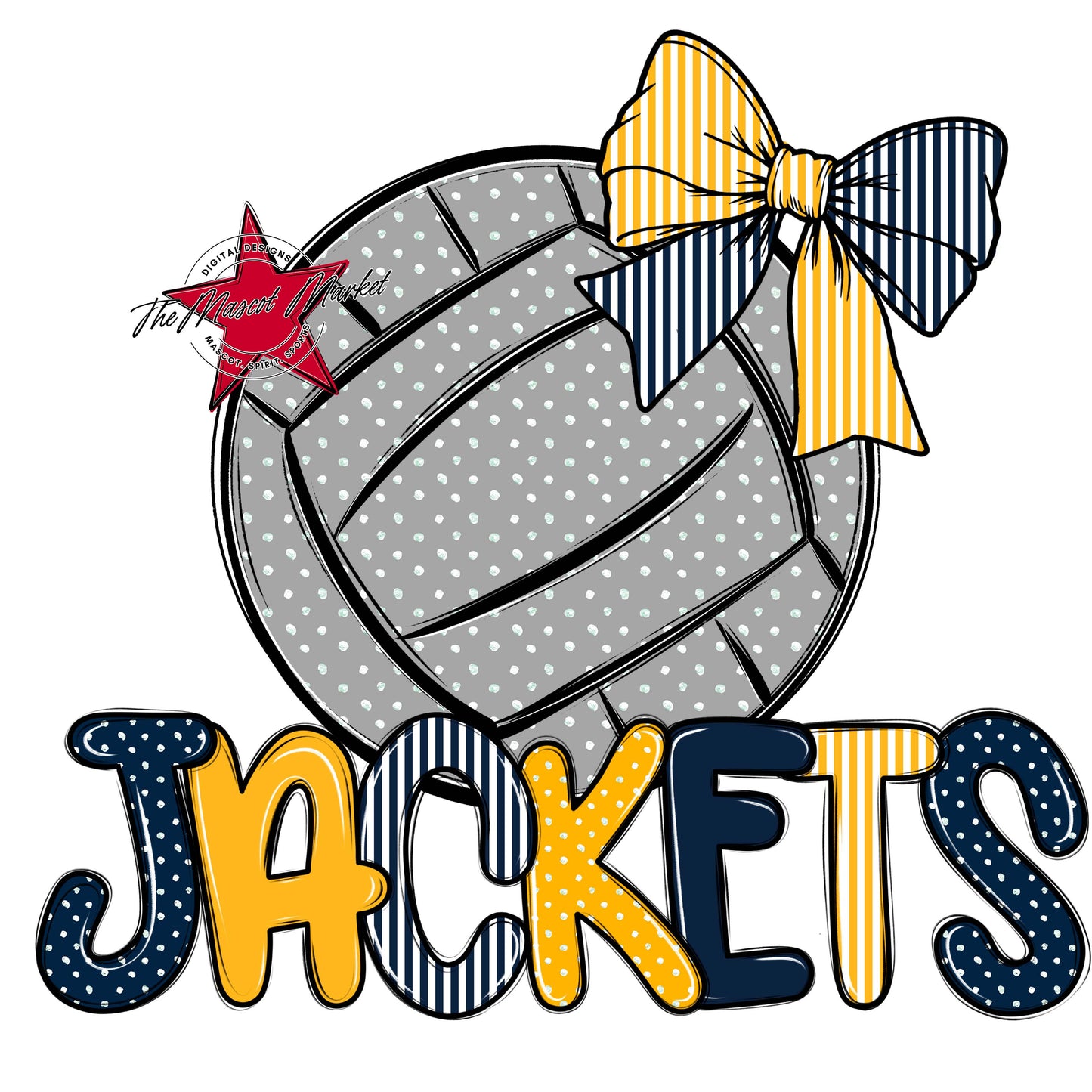 Jackets Volleyball Spirit Design-Navy & Yellow