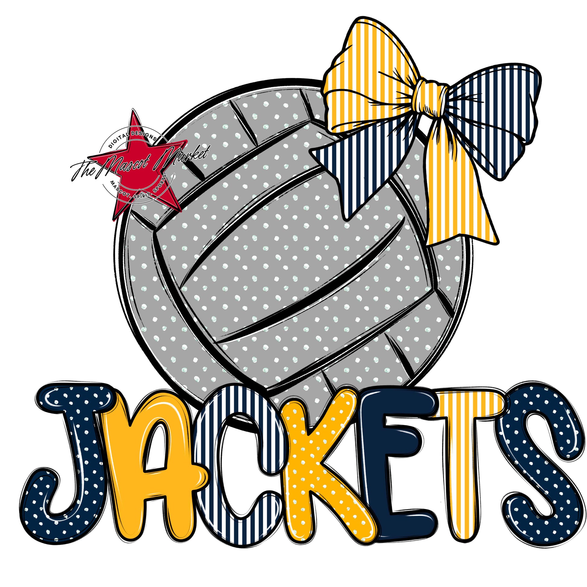 Jackets Volleyball Spirit Design-Navy & Yellow