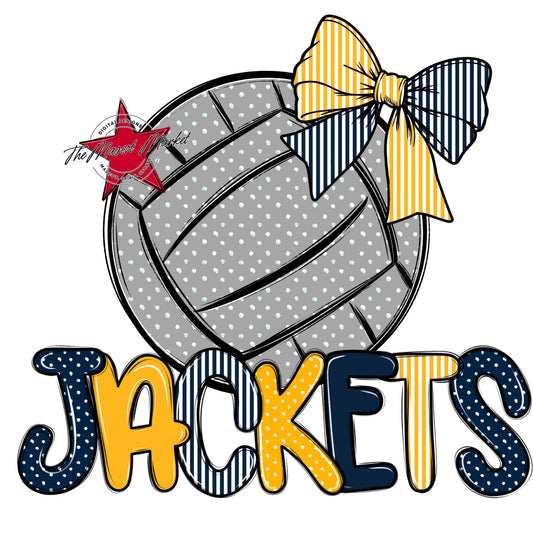 Jackets Volleyball Spirit Design-Navy & Yellow