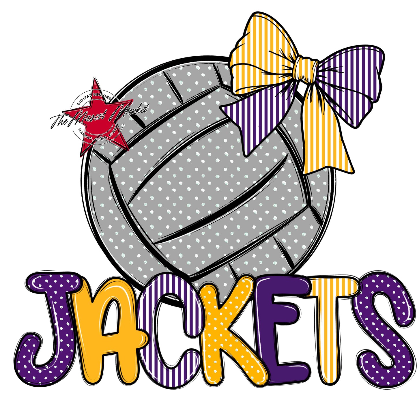 Jackets Volleyball Spirit Design-Purple & Yellow