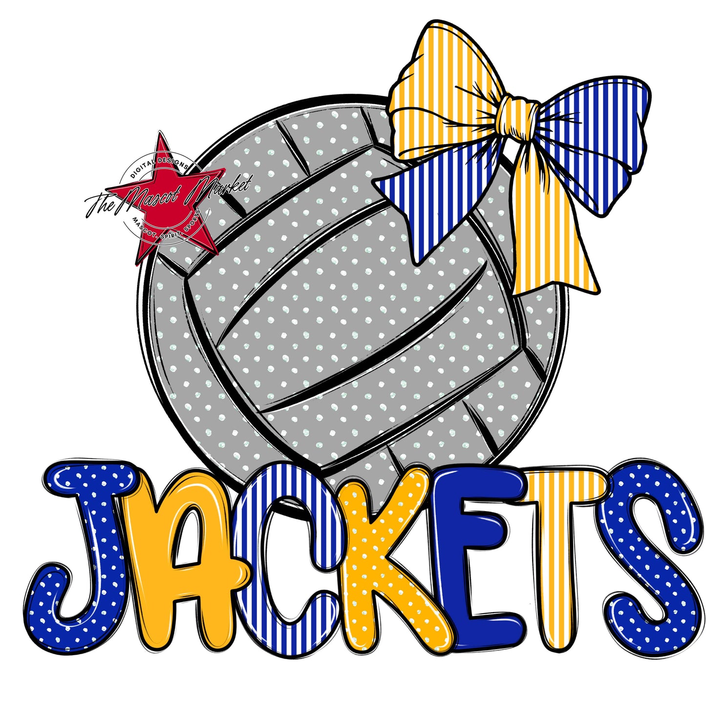 Jackets Volleyball Spirit Design-Royal Blue & Yellow