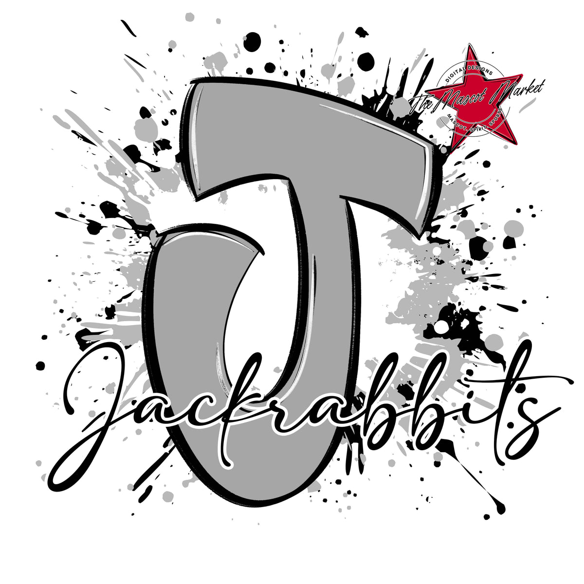 Jackrabbits Mascot Splatter-Grey