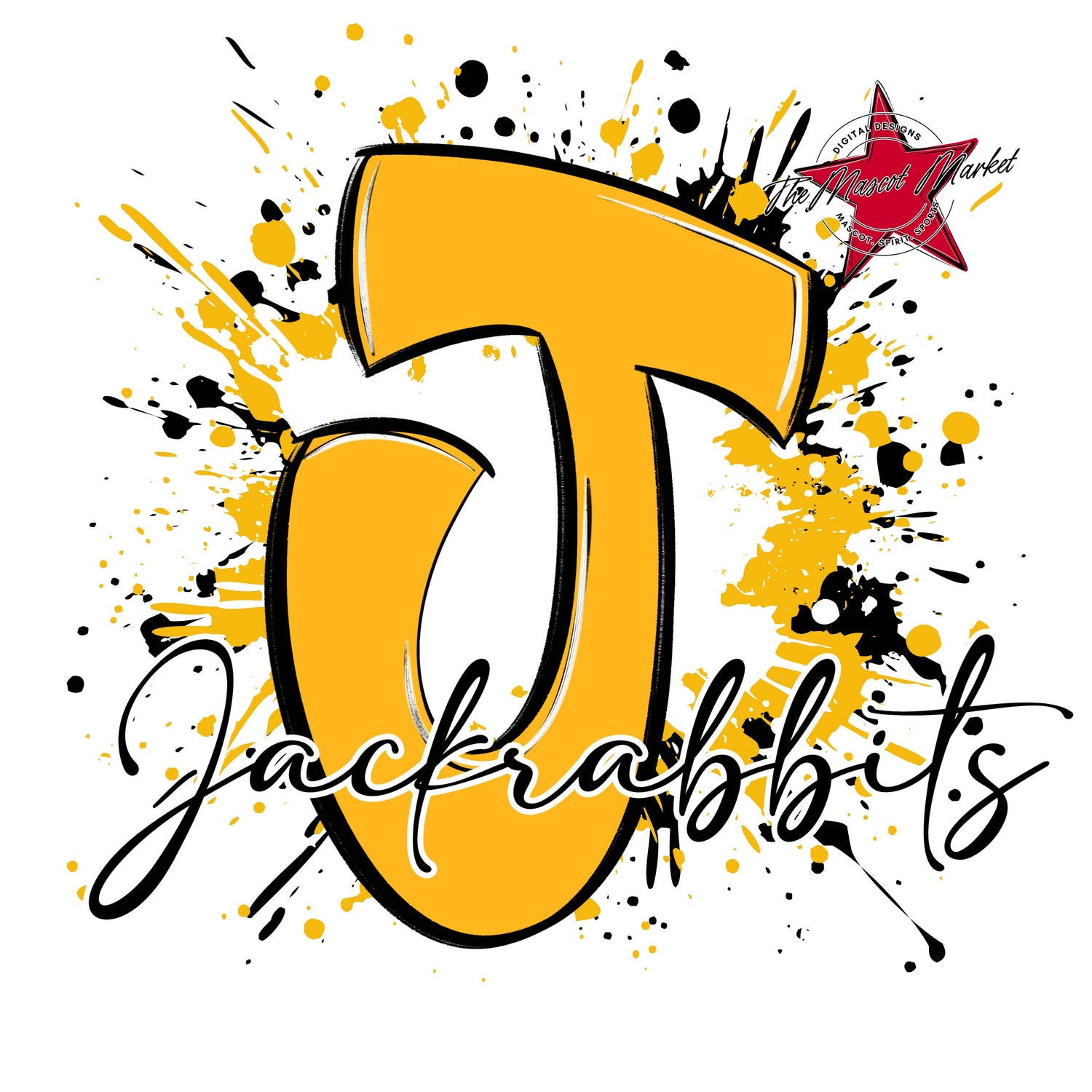 Jackrabbits Mascot Splatter-Yellow