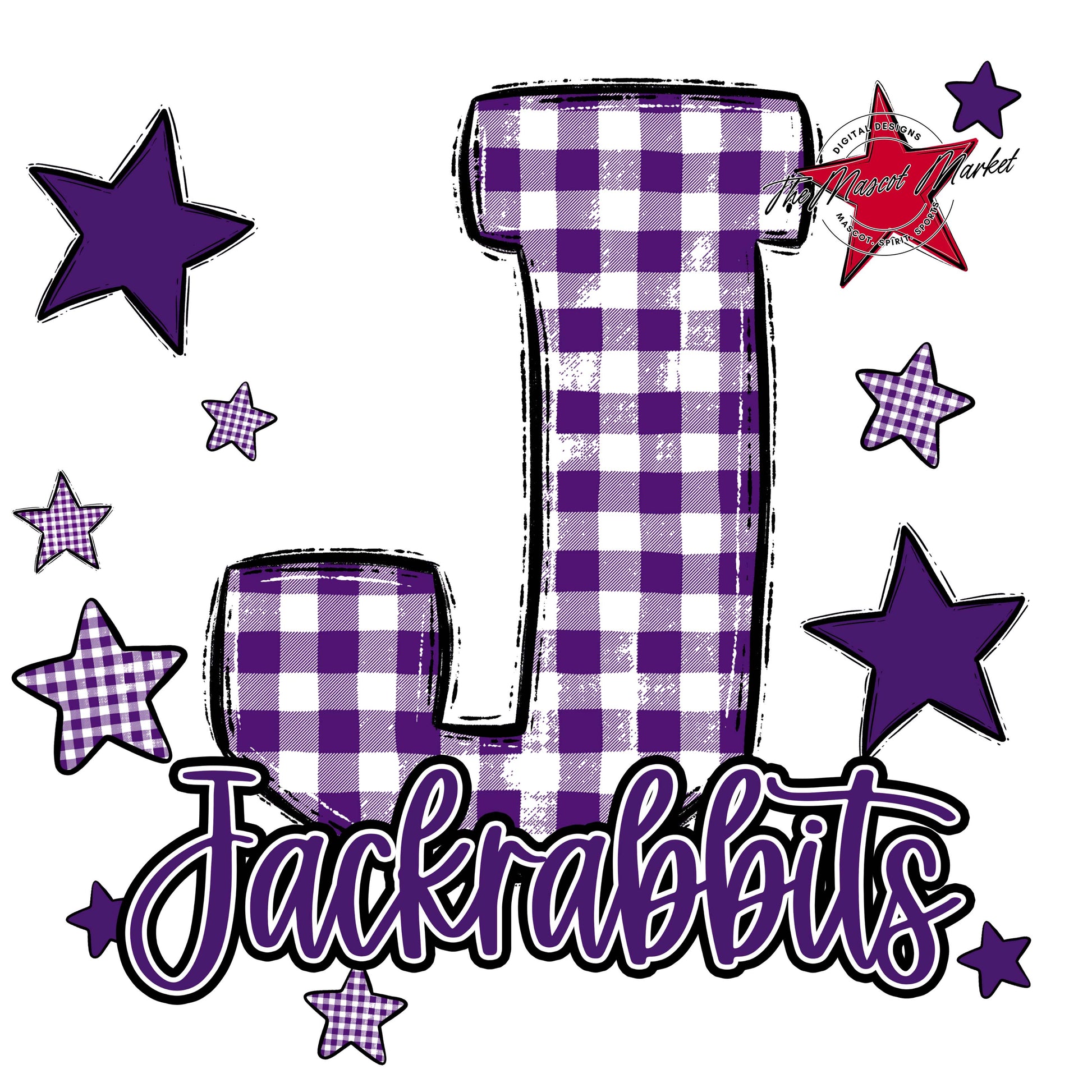 Jackrabbits Plaid Star Design-Purple