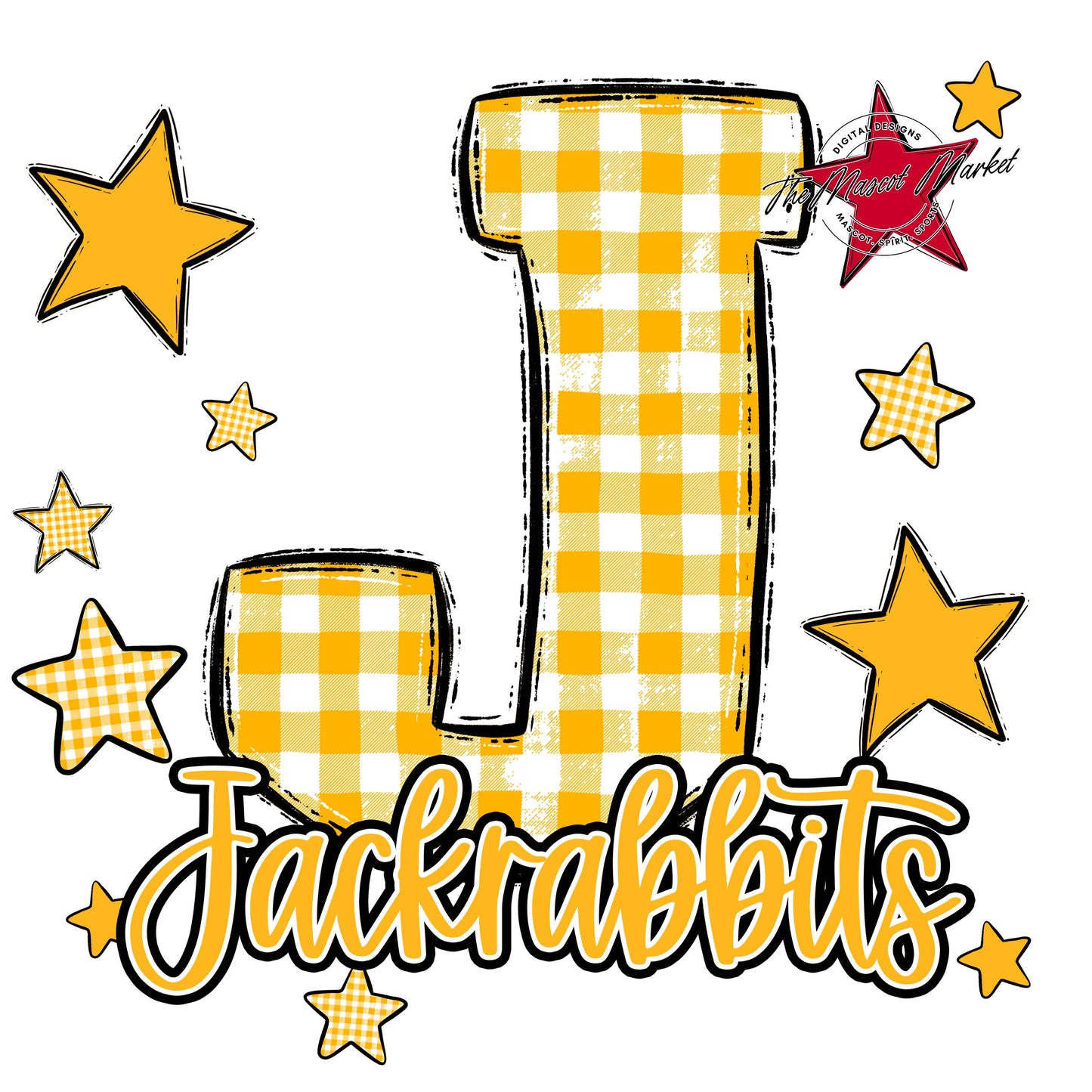 Jackrabbits Plaid Star Design-Yellow