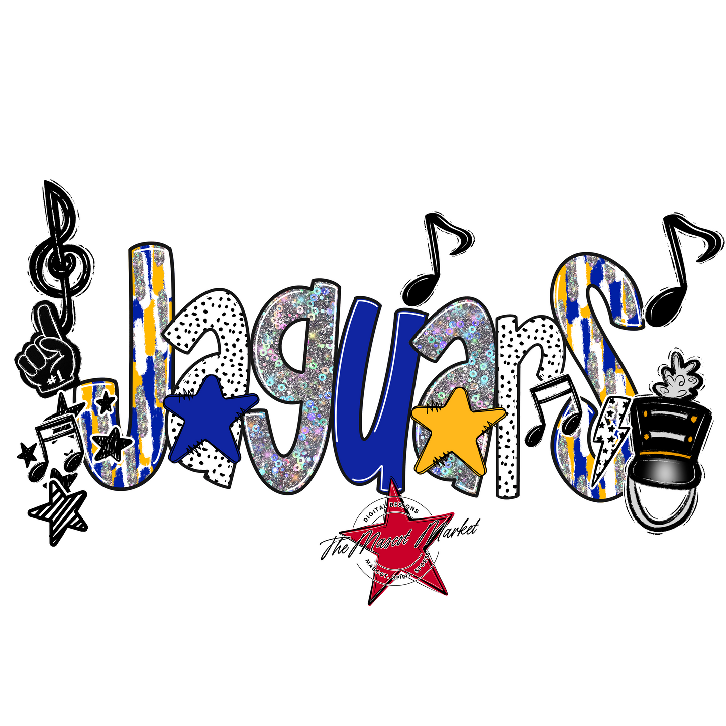 Jaguars Band Scrape-Royal Blue & Yellow