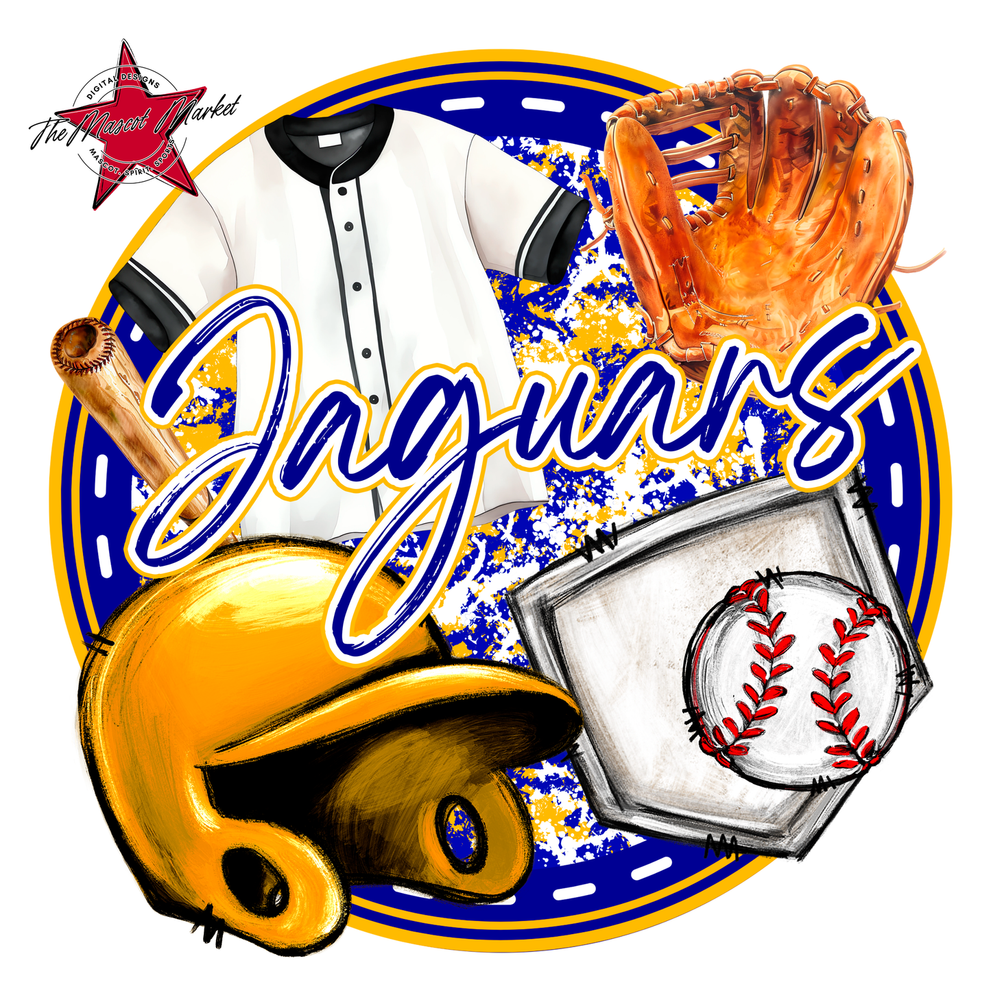 Jaguars Baseball Circle-Royal Blue & Yellow