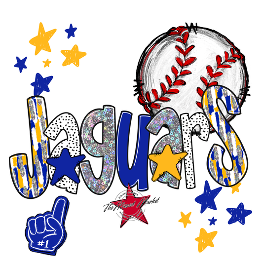 Jaguars Baseball Scrape-Royal Blue & Yellow