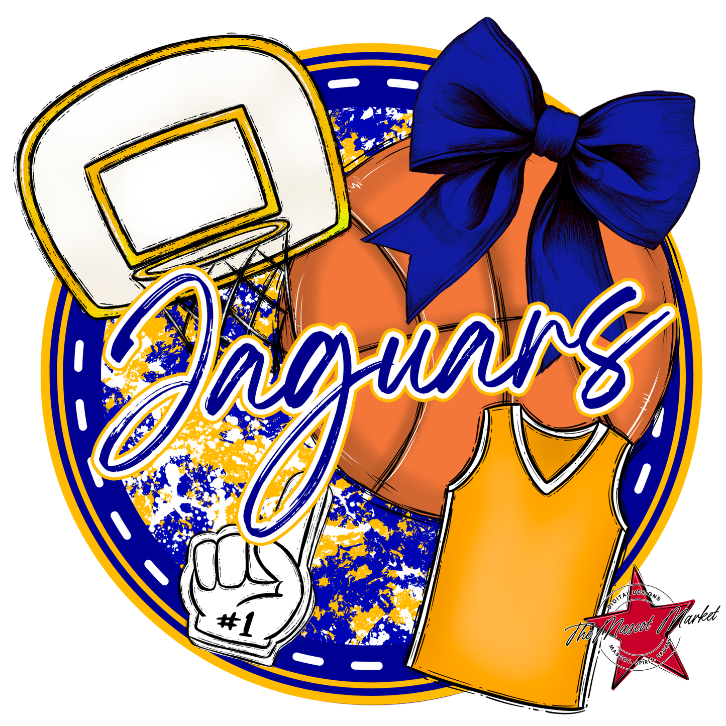 Jaguars Basketball Circle-Royal Blue & Yellow