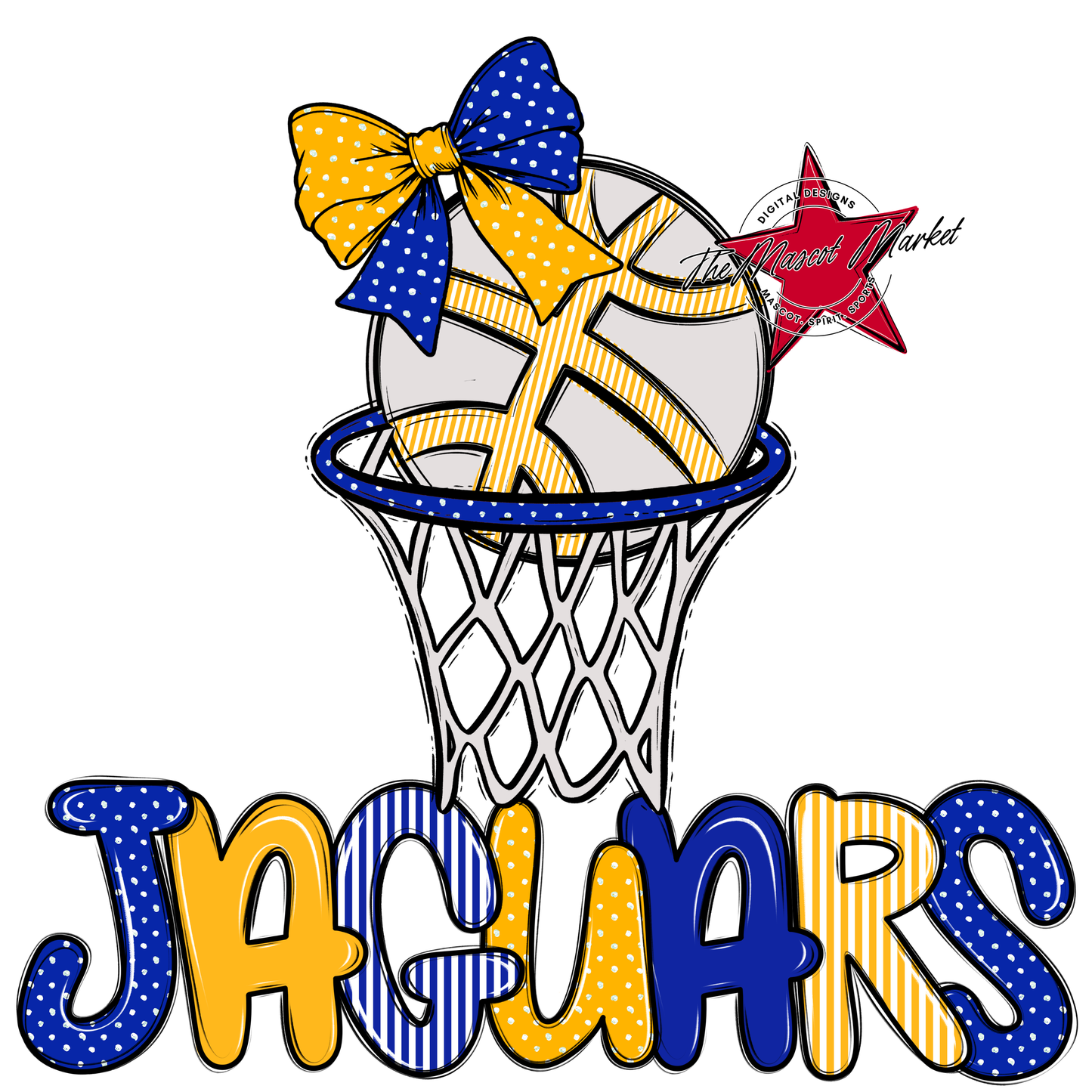 Jaguars Basketball Spirit Design-Royal Blue & Yellow