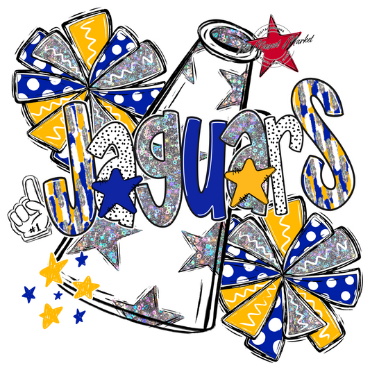 Jaguars Cheer Megaphone Scrape-Royal Blue & Yellow