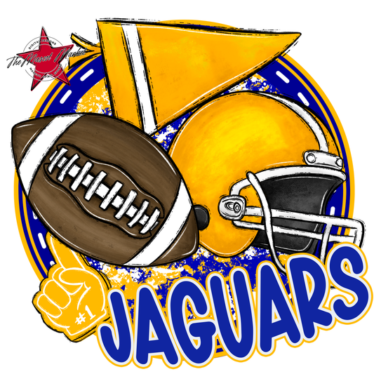 Jaguars Football Circle-Royal Blue & Yellow