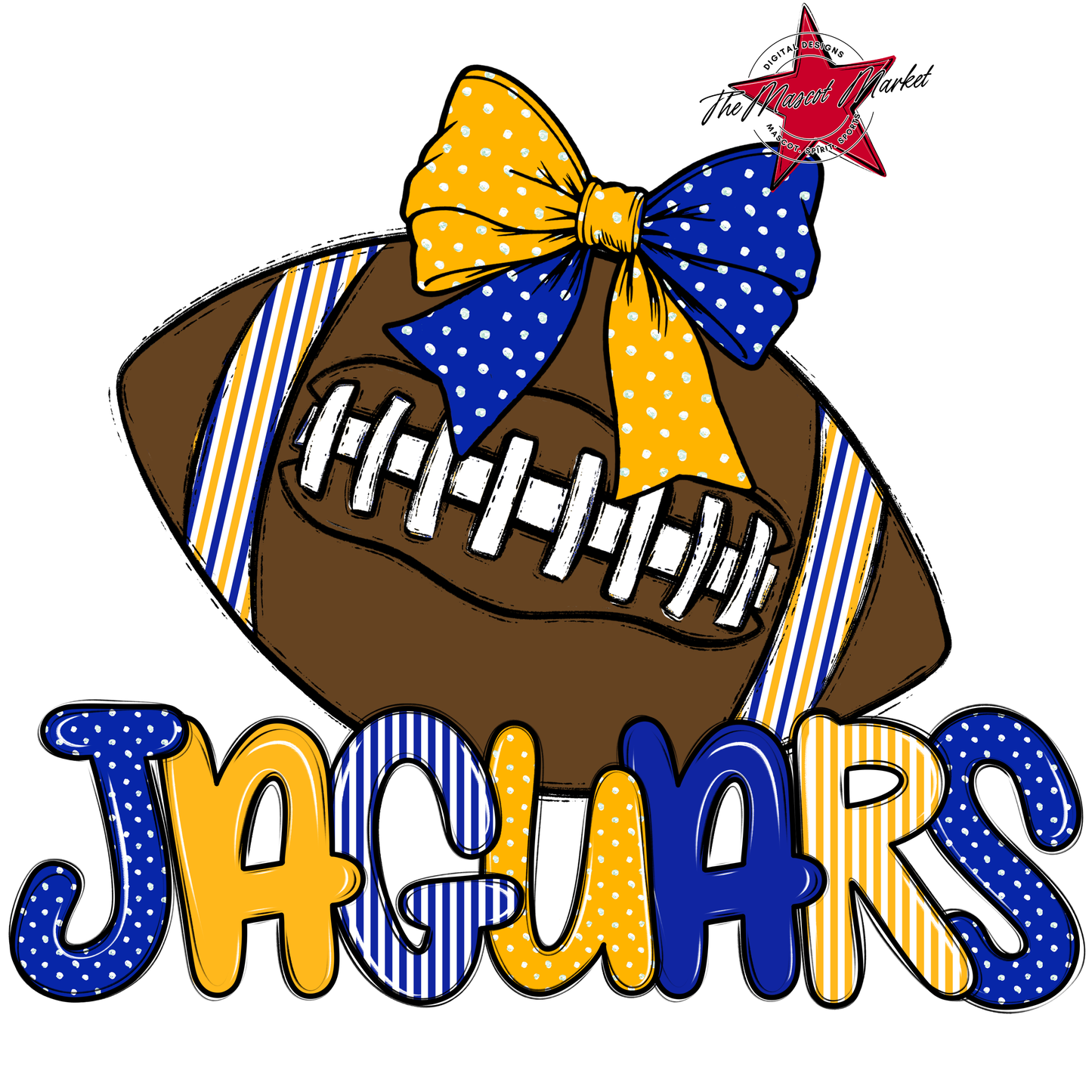 Jaguars Football Spirit Design-Royal Blue & Yellow