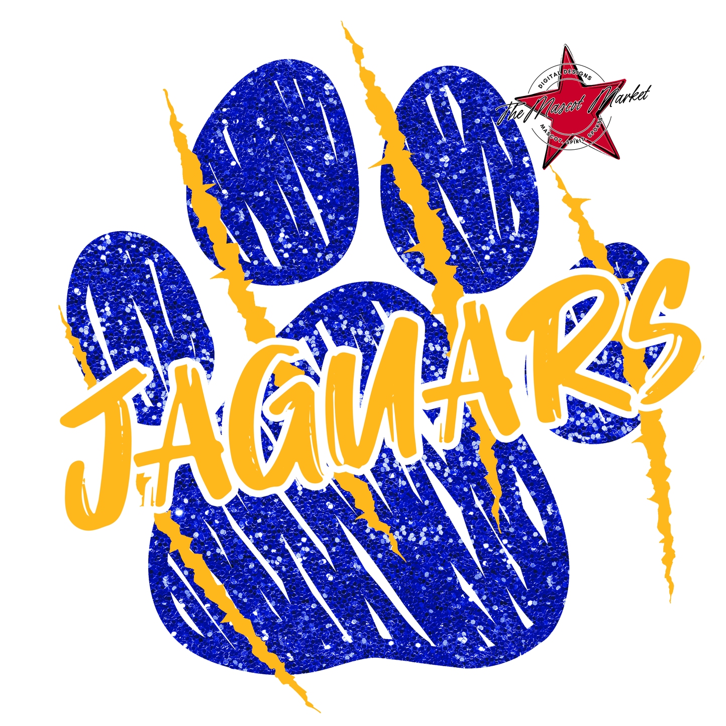Jaguars Paw Print-Royal Blue & Yellow