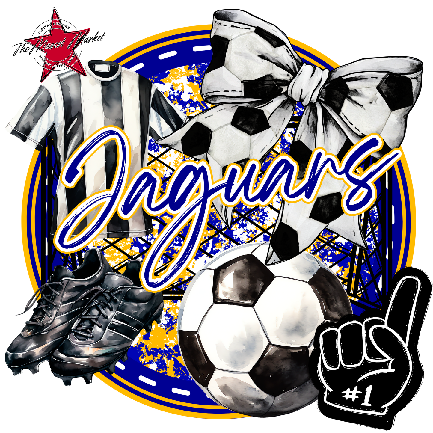 Jaguars Soccer Circle-Royal Blue & Yellow
