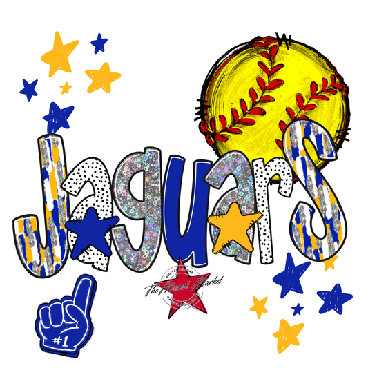 Jaguars Softball Scrape-Royal Blue & Yellow