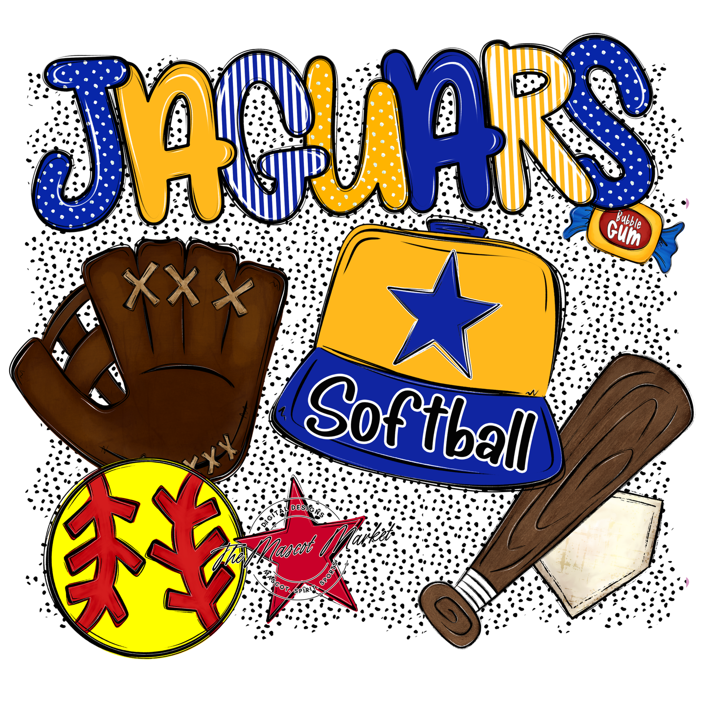 Jaguars Softball Spirit-Royal Blue & Yellow