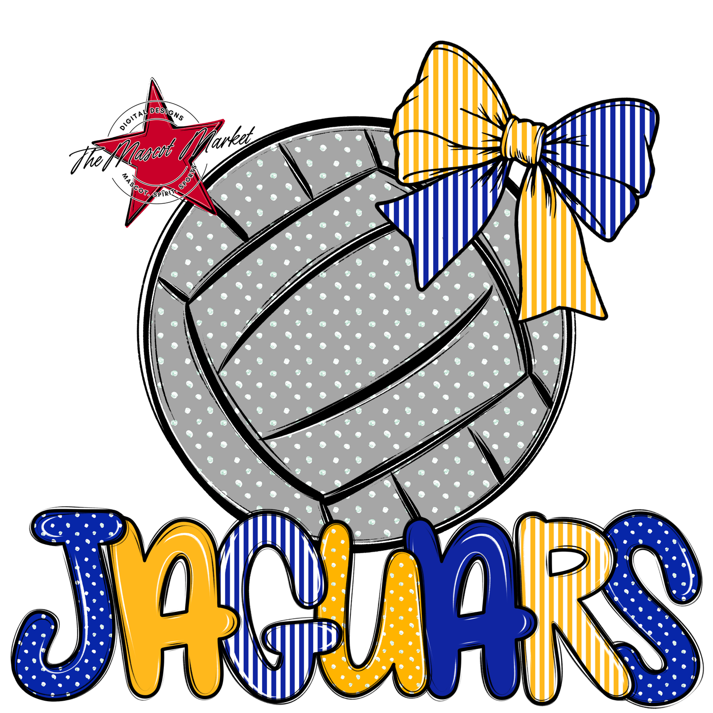 Jaguars Volleyball Spirit Design-Royal Blue & Yellow
