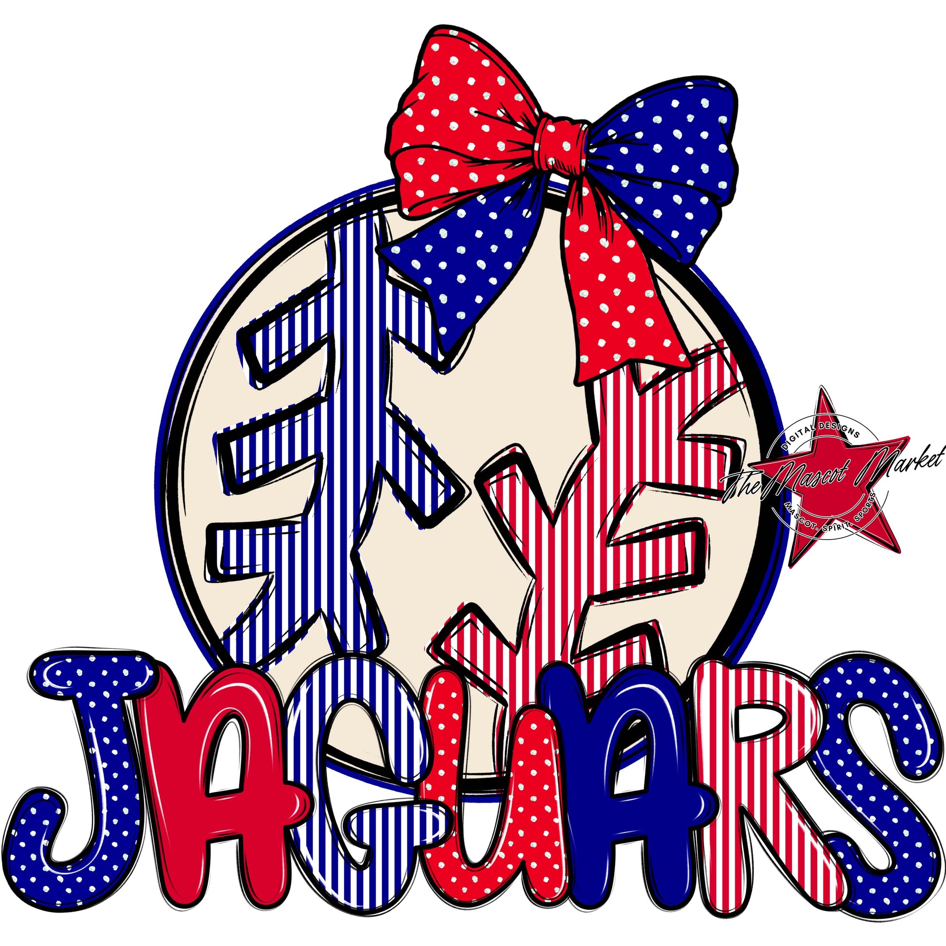 Jaguars Baseball-Softball Spirit Design-Blue & Red