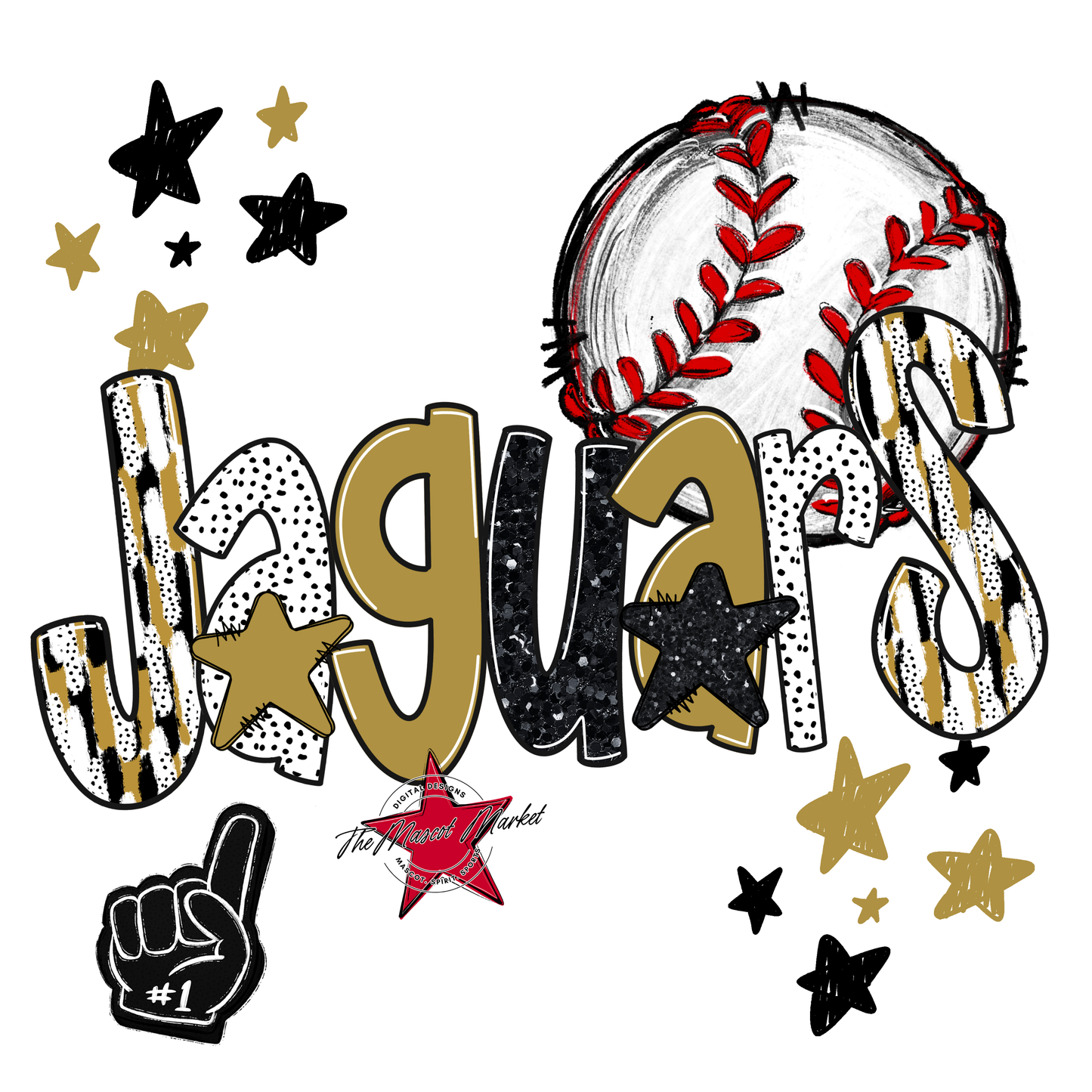 Jaguars Baseball Scrape-Gold