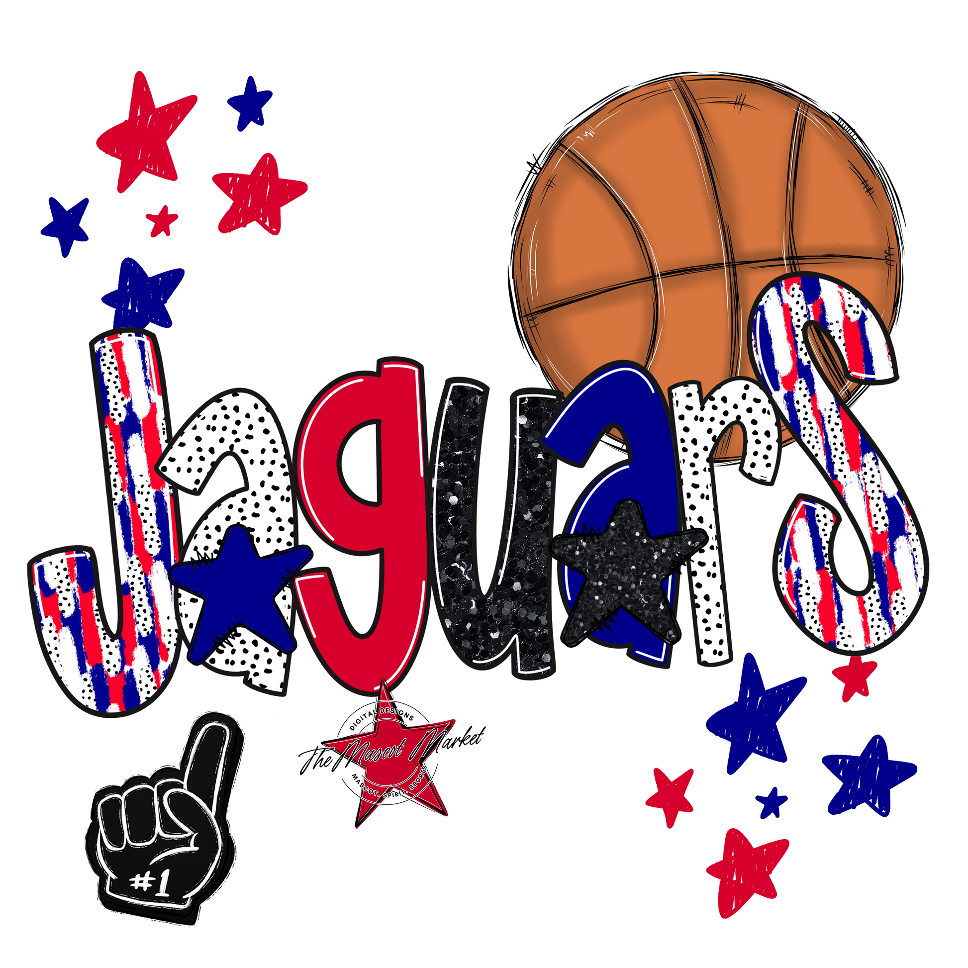 Jaguars Basketball Scrape-Blue-Red