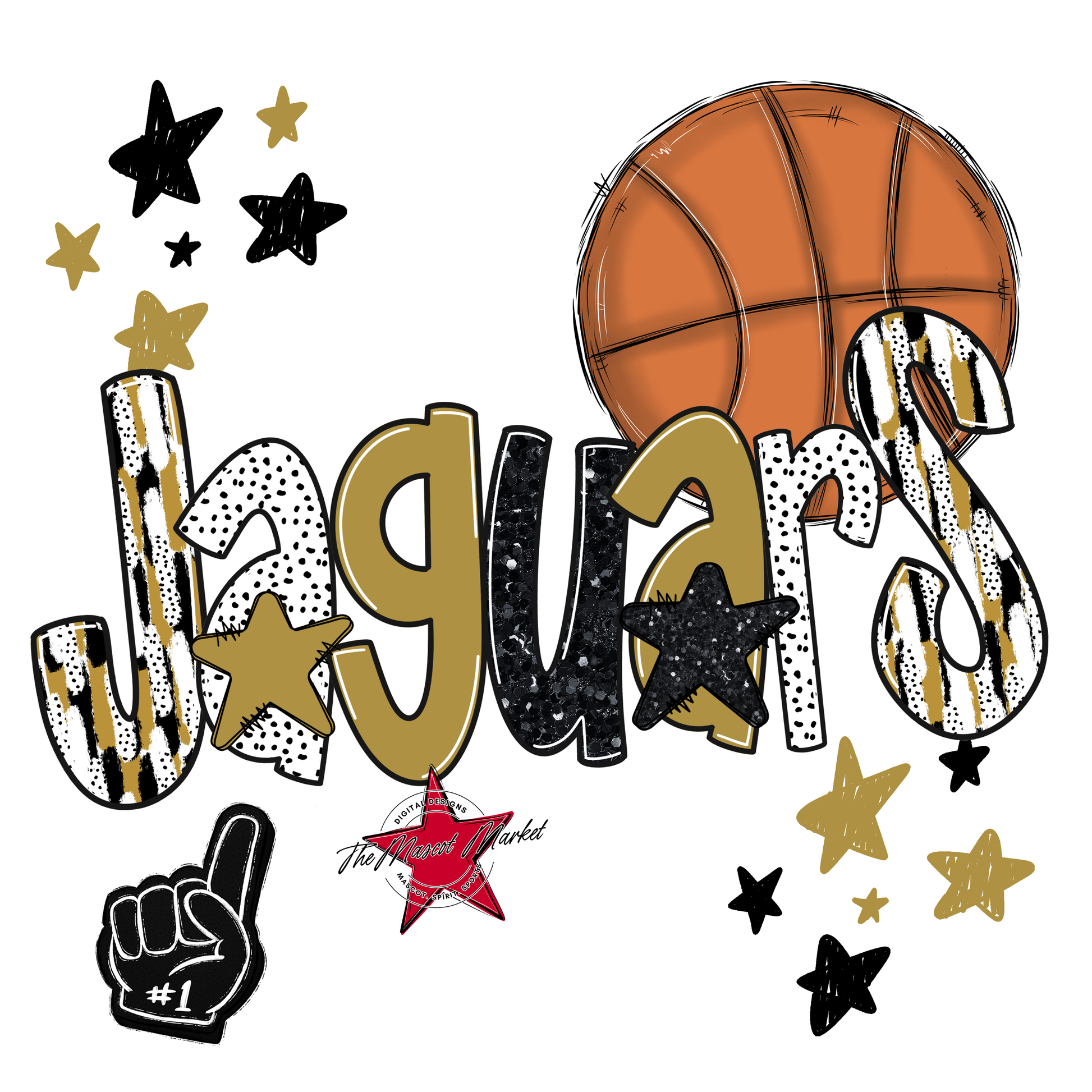 Jaguars Basketball Scrape-Gold
