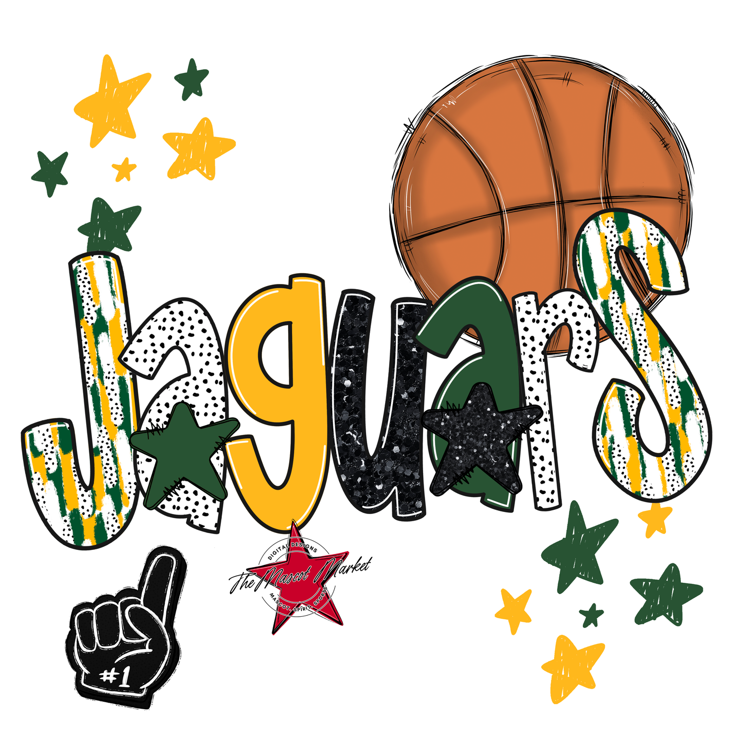 Jaguars Basketball Scrape-Green-Yellow