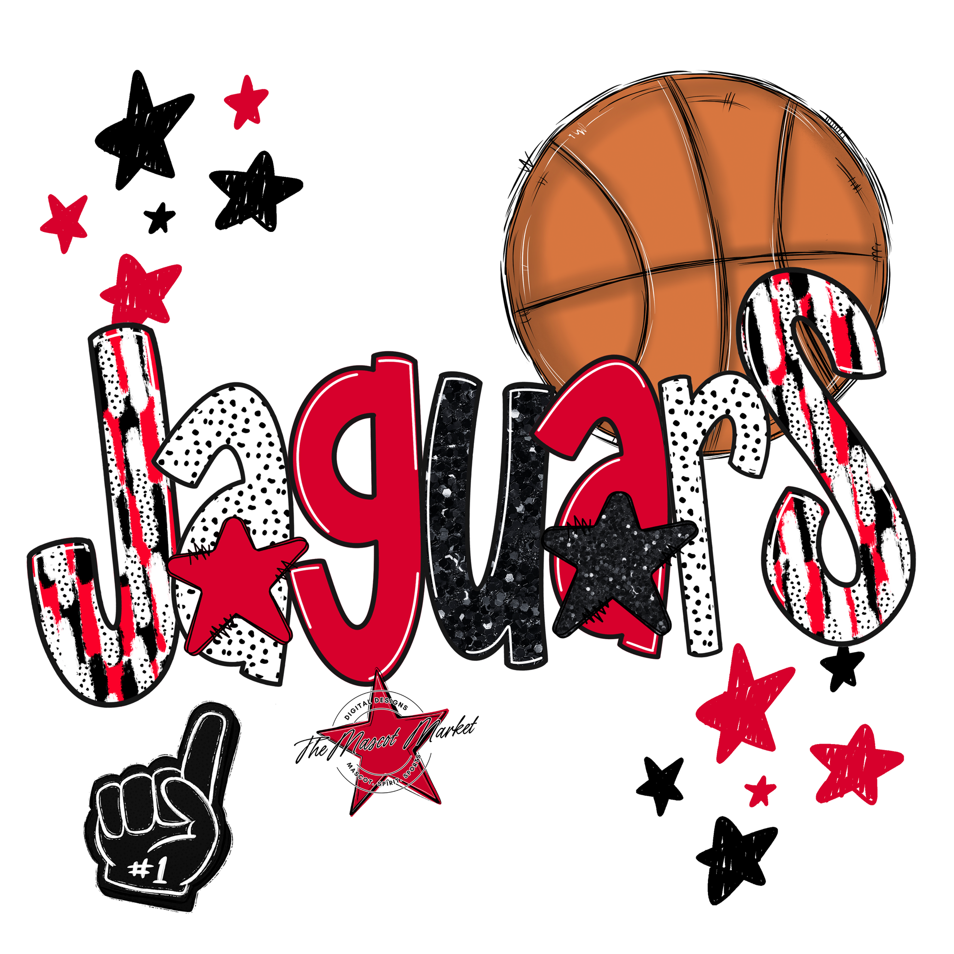 Jaguars Basketball Scrape-Red