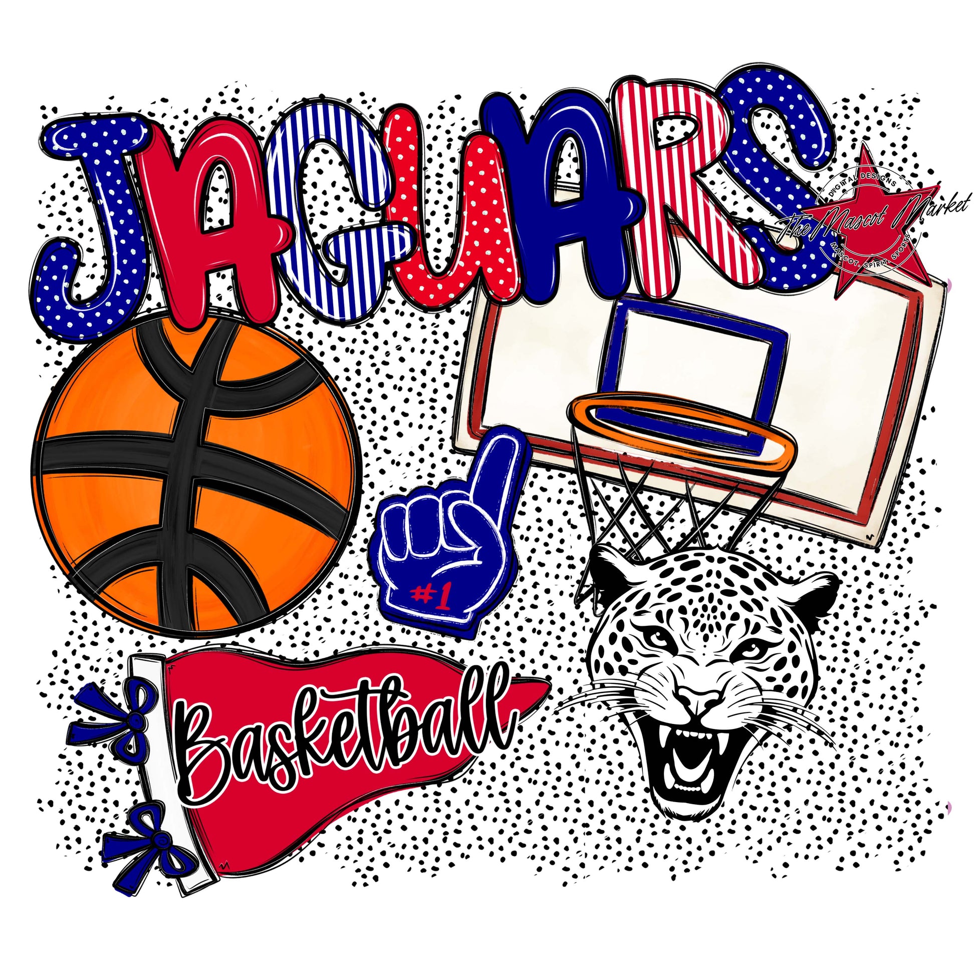 Jaguars Basketball Spirit-Blue & Red