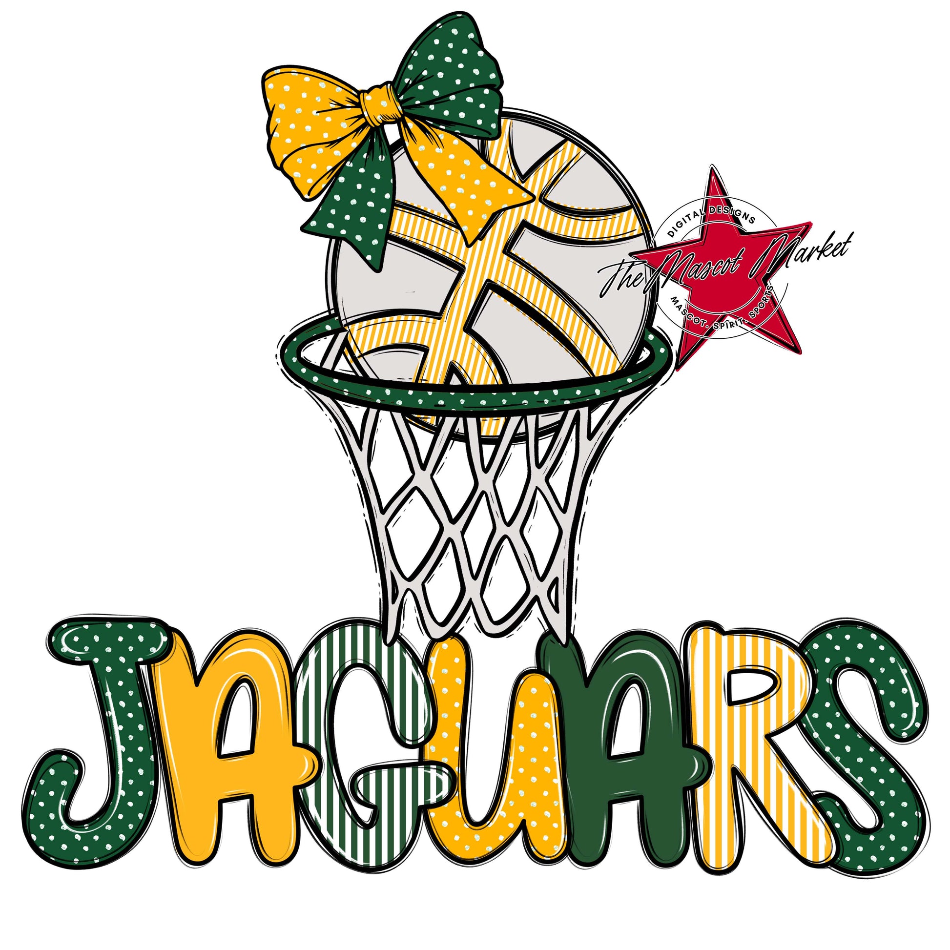 Jaguars Basketball Spirit Design-Green & Yellow