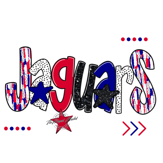 Jaguars Brushstroke Alpha w Arrows-Blue-Red