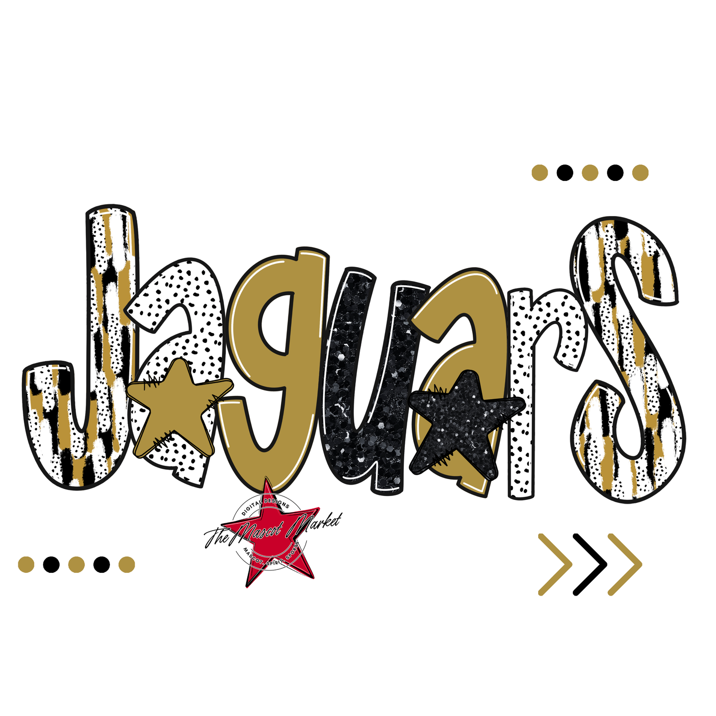 Jaguars Brushstroke Alpha w Arrows-Gold