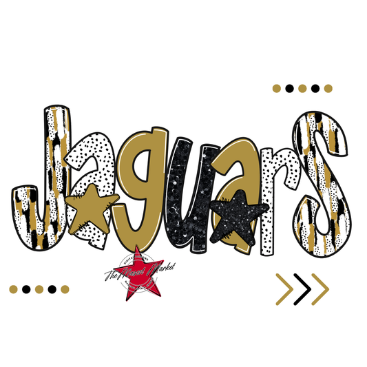 Jaguars Brushstroke Alpha w Arrows-Gold