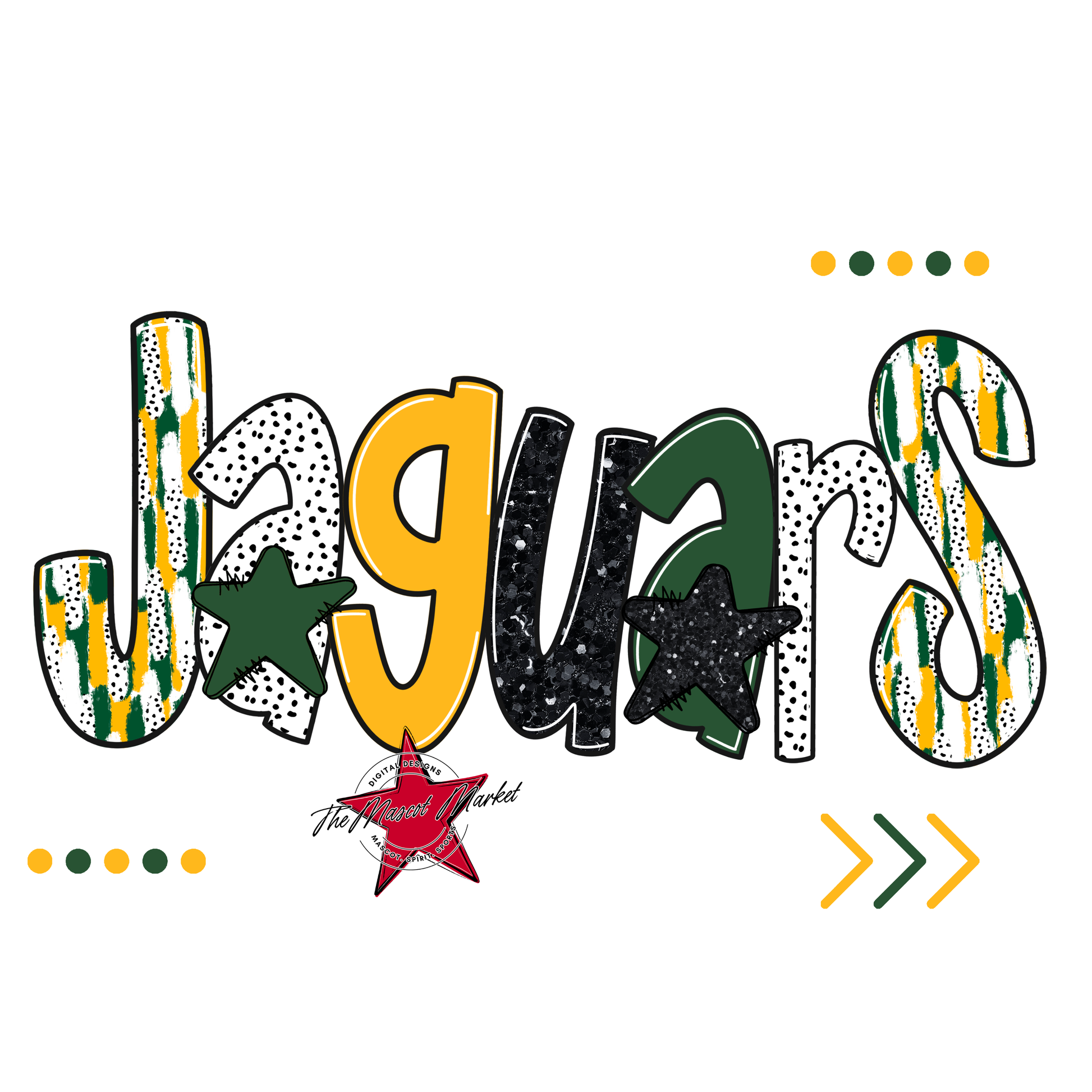 Jaguars Brushstroke Alpha w Arrows-Green-Yellow