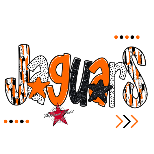 Jaguars Brushstroke Alpha w Arrows-Orange