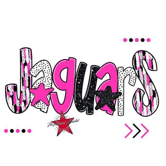 Jaguars Brushstroke Alpha w Arrows-Pink