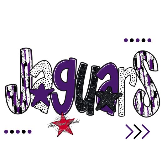 Jaguars Brushstroke Alpha w Arrows-Purple