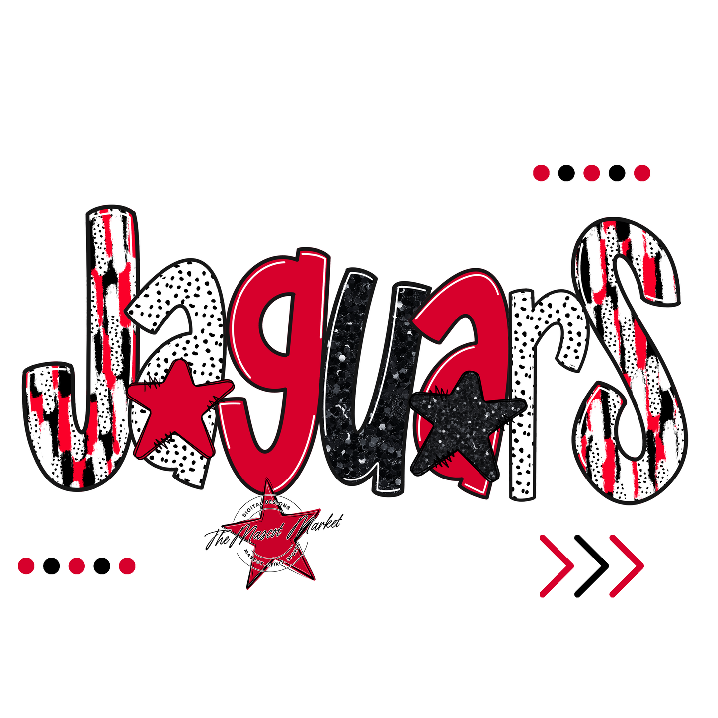 Jaguars Brushstroke Alpha w Arrows-Red