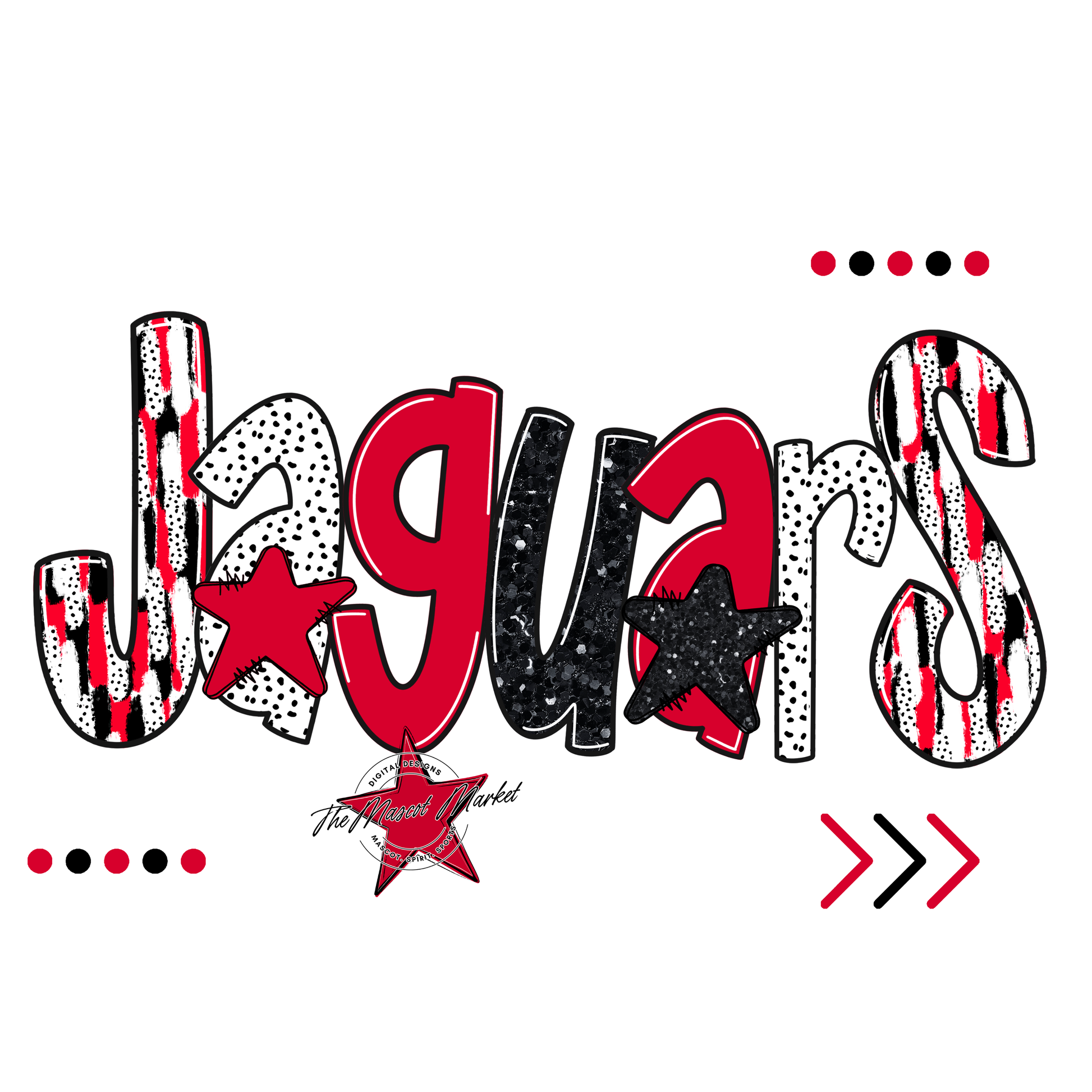 Jaguars Brushstroke Alpha w Arrows-Red