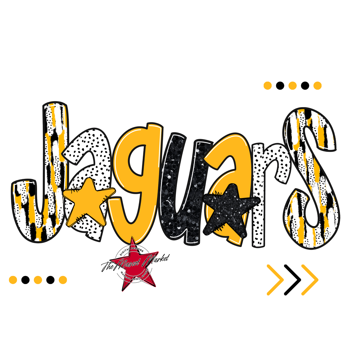 Jaguars Brushstroke Alpha w Arrows-Yellow