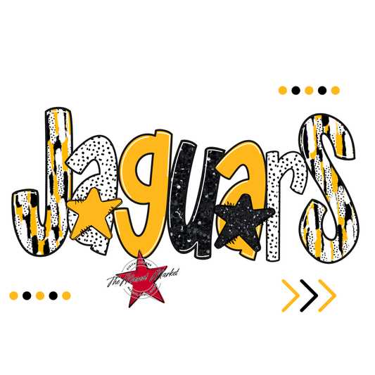 Jaguars Brushstroke Alpha w Arrows-Yellow