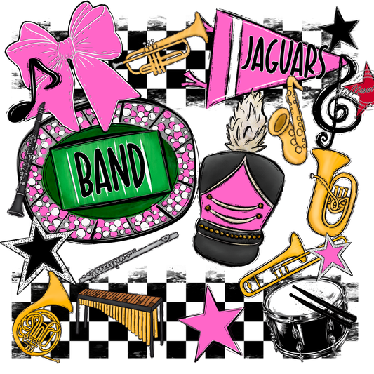 Jaguars Checkers Band Spirit Design-Baby Pink