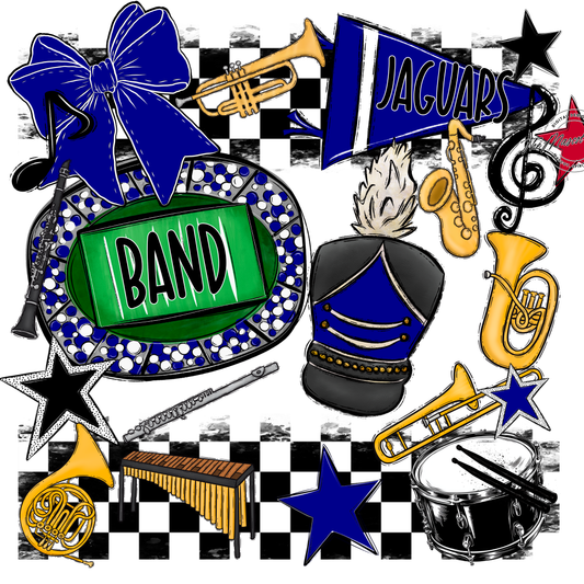 Jaguars Checkers Band Spirit Design-Blue