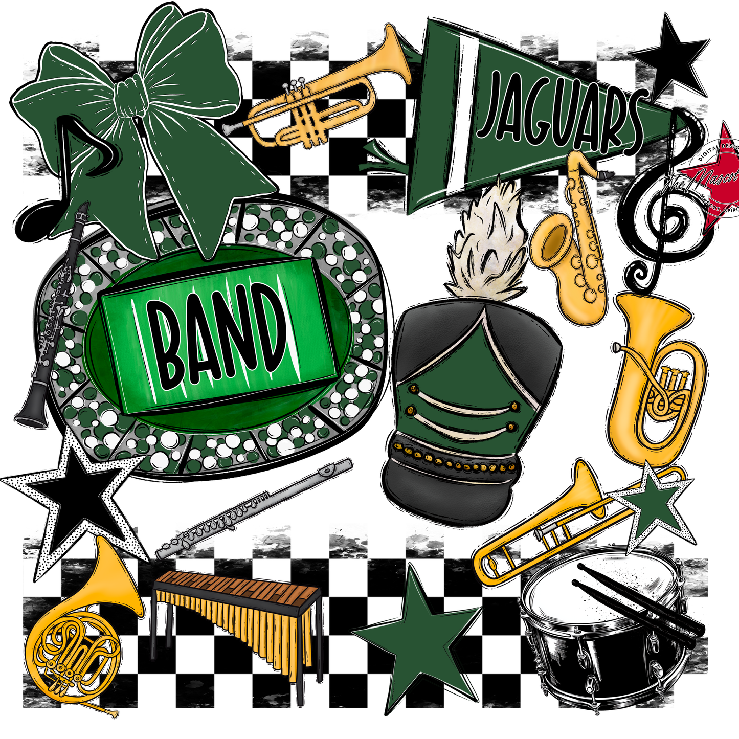 Jaguars Checkers Band Spirit Design-Green
