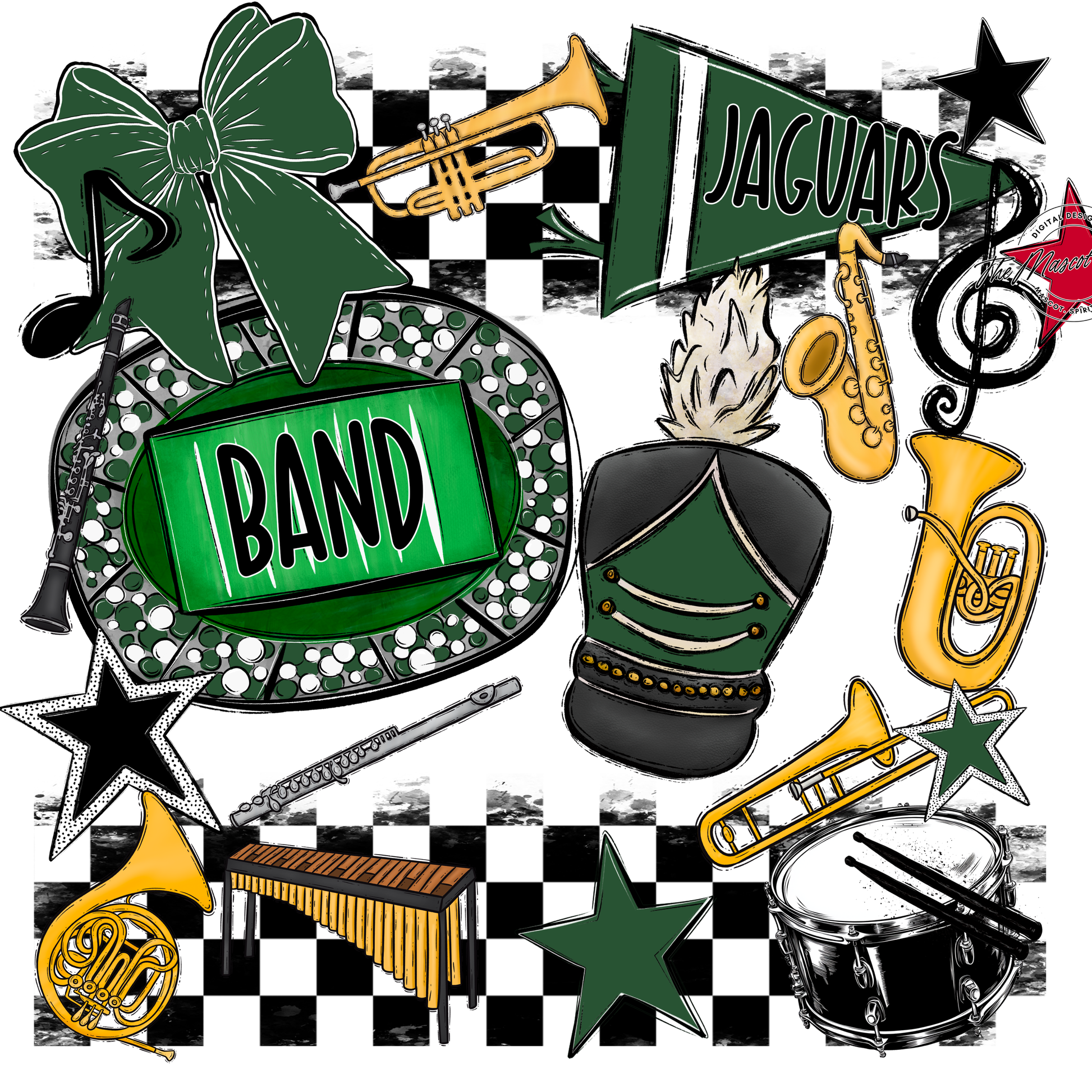 Jaguars Checkers Band Spirit Design-Green