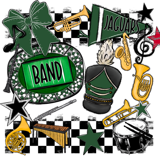 Jaguars Checkers Band Spirit Design-Green