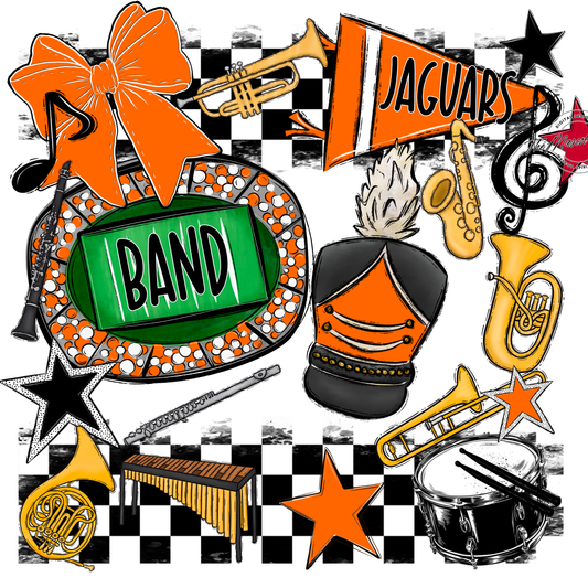 Jaguars Checkers Band Spirit Design-Orange